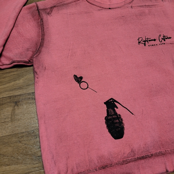 New! Righteous Culture "Cost of Freedom" Distressed Oiled Oversized Crewneck  L - Picture 5 of 12